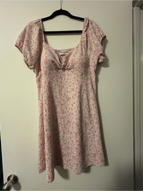 No Boundaries Pink Floral Smocked Neck Dress